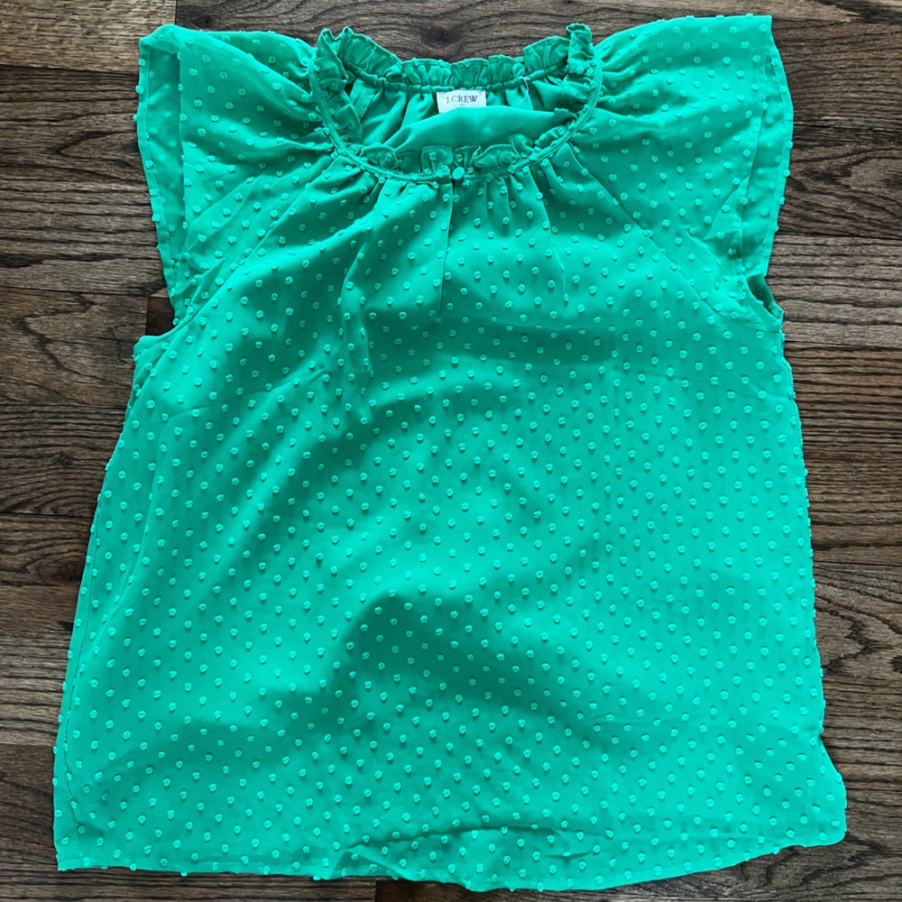 J. Crew Green Textured Blouse, Medium